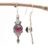 Top Quality Natural Red Garnet Gemstone Sterling Silver Drop Earrings, Handmade Bezel Set Boho Gift Earrings Jewelry For Women