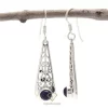 Round Natural Lapis Lazuli Gemstone Drop & Dangle Earrings 925 Sterling Silver, Handmade Bezel Mothers Day Gift Earrings Women