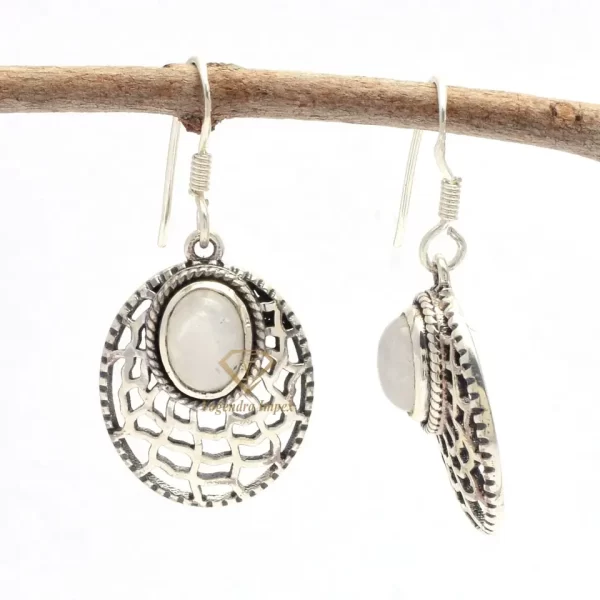 Quality Natural Rainbow Moonstone Gemstone Drop Earring 925 Sterling Silver, Handmade Boho Earrings For Wholesale Suppliers