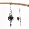 Natural Black Onyx Gemstone Hook Earrings 925 Sterling Silver, Handmade Black Worryless Gemstone Earrings Jewelry For Wholesaler