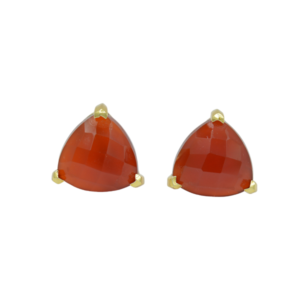 Natural Carnelian Quartz Gemstone Stud Earrings 925 Solid Sterling Silver