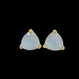 Vintage White Chalcedony Gemstone Dangle Stud Earrings 925 Sterling Silver