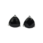 925 Sterling Silver Black Onyx Trillion Shape Stud Earrings