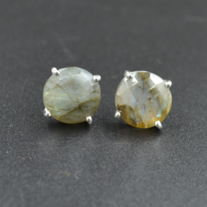 Labradorite Gemstone Stud Earrings 925 Solid Sterling Silver