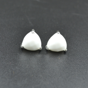 High Quality White Agate Quartz 925 Sterling Silver Stud Earrings