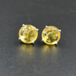 Vintage Natural Citrine Quartz Stud Earrings, 925 Sterling Silver Earrings