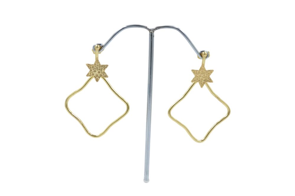 Handmade Plain Brass Jewelry for Women Thin Minimialist Earrings Gold Plated Stud Hammered Earing Exclusive Customized 18 Kt