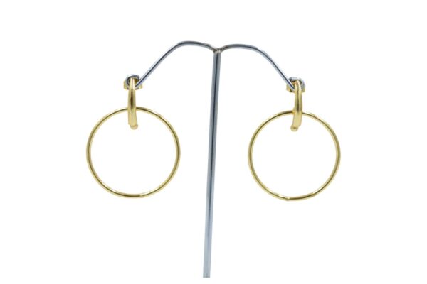 Women charm brushed finishing 24k gold plated brass metal plain earring high quality hot selling drop dangle earring -1165