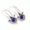 Round Lapis Lazuli Boho Earrings 925 Sterling Silver