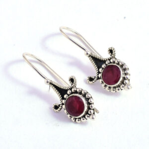 Natural Ruby Boho Earrings 925 Sterling Silver