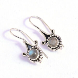Natural Labradorite Gemstone Boho Earrings 925 Sterling Silver