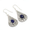 Lapis Lazuli Gemstone Drop Earrings 925 Sterling Silver Boho Earrings
