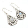 Oval Rainbow Moonstone Gemstone Earrings 925 Sterling Silver