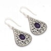 Natural Amethyst Drop Earrings 925 Solid Sterling Silver