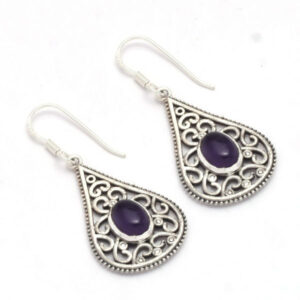 Natural Amethyst Drop Earrings 925 Solid Sterling Silver