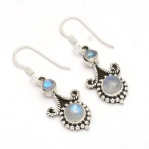 Rainbow Moonstone Boho Earrings 925 Sterling Silver