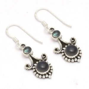 Natural Labradorite Boho Earrings 925 Sterling Silver
