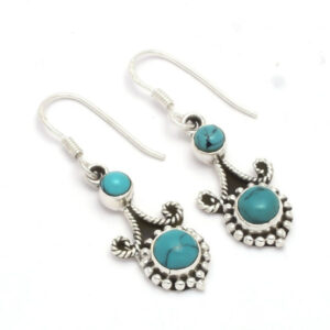 Turquoise Boho Earrings 925 Sterling Silver