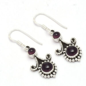 Red Garnet Boho Earrings 925 Sterling Silver