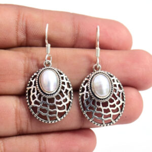 Natural Pearl Gemstone Drop Earring 925 Sterling Silver