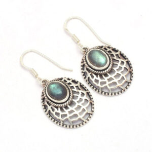 Vintage Labradorite Gemstone Boho Earring 925 Sterling Silver