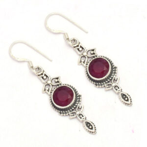Natural Ruby Boho Earring 925 Sterling Silver Boho Earrings