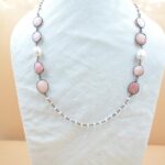 Gorgeous Pink Opal Pearl Gemstone silver Plated 925 sterling Silver Necklace Jewelry For Wholesale Suppliers