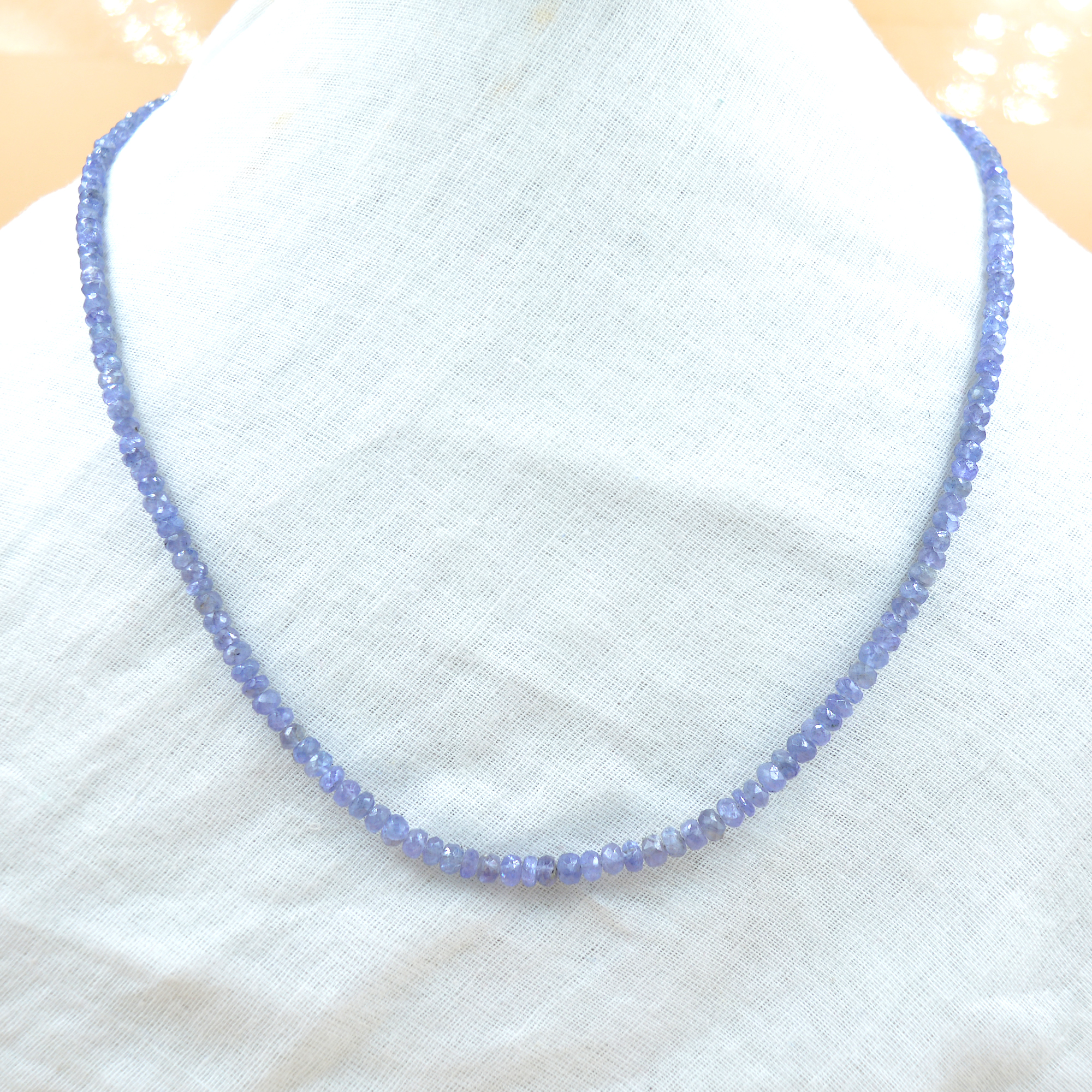 Tanzanite Beaded Necklace Classical Design Sterling Silver Long Chain Necklace 925 sterling silver necklace