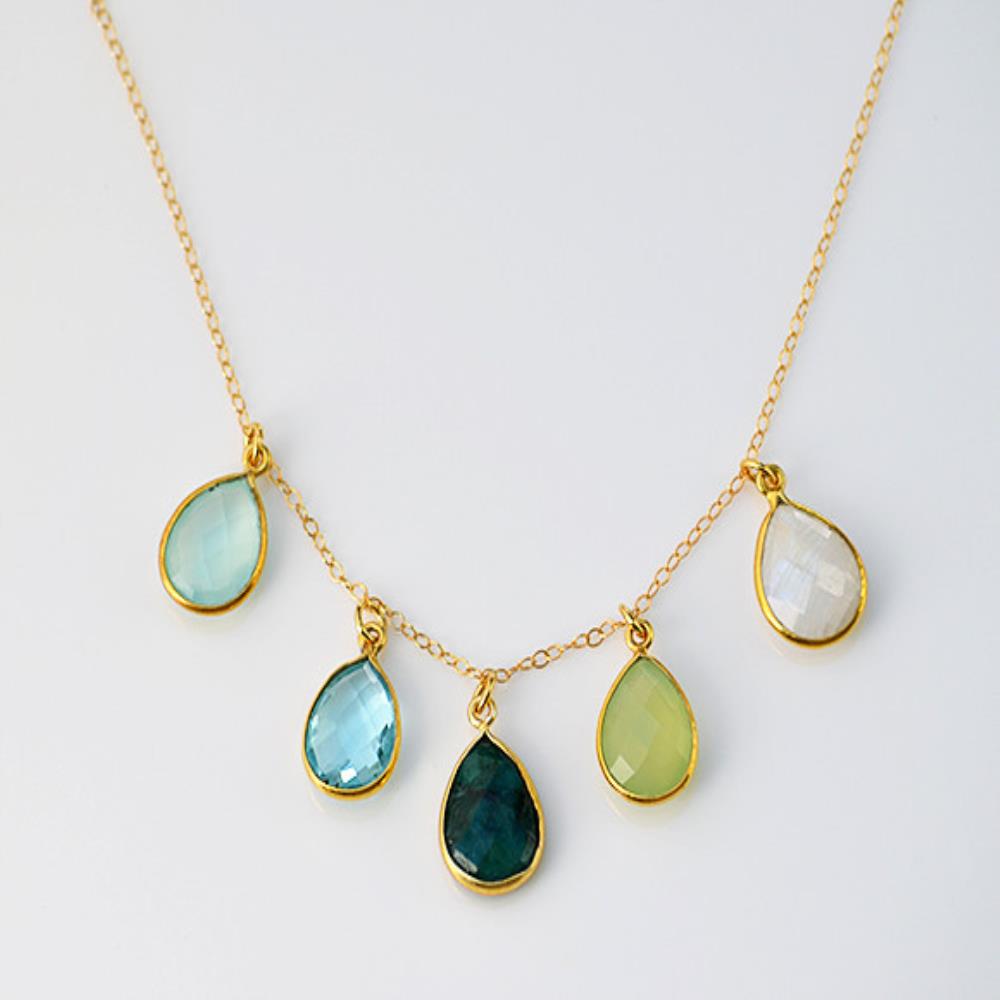 18k Gold Plated Dyed Emerald Gemstone 925 Sterling Silver Chain, Green Gemstone Handmade Chain Jewelry For Women