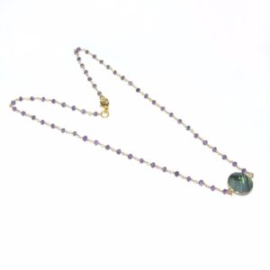 Round Shape Amethyst & Labradorite Gemstone 925 Sterling Silver Necklace, Wholesale Gorgeous 18k Gold Plated Necklace Jewelry
