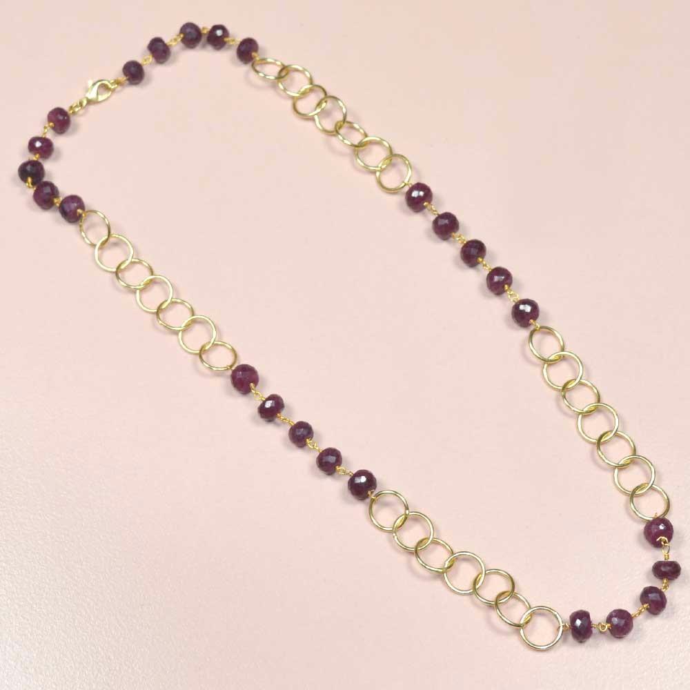 Fancy Shape Dyed Ruby 925 Sterling Silver Necklace, 18k Gold Plated Ruby Gemstone Necklace Jewelry For Wholesale Suppliers