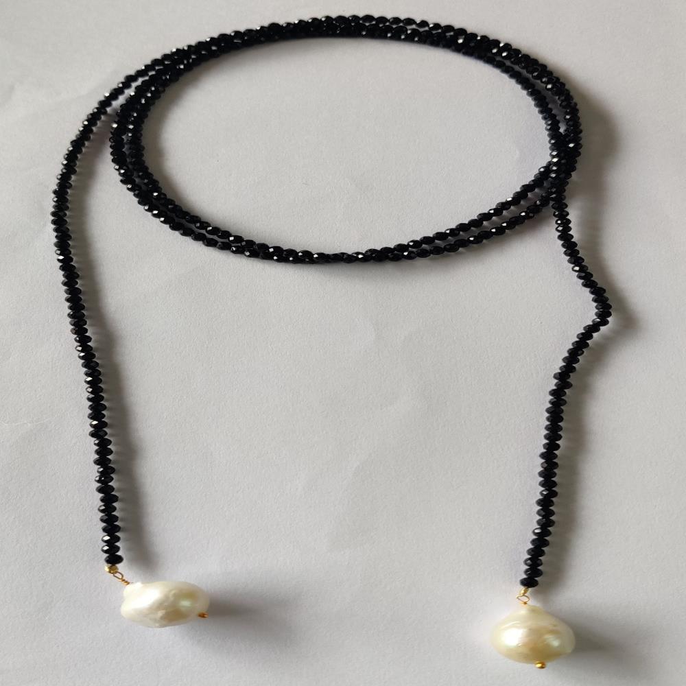 Fancy Shape BLACK SPINAL+baroque pearl925 Sterling Silver Necklace BLACK SPINAL Gemstone Necklace Jewelry For Wholesale Supplier