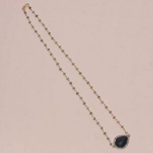 Mullti Sapphire with Labradorite 925 Sterling Silver Necklace Fine Gemstone Necklace for Women