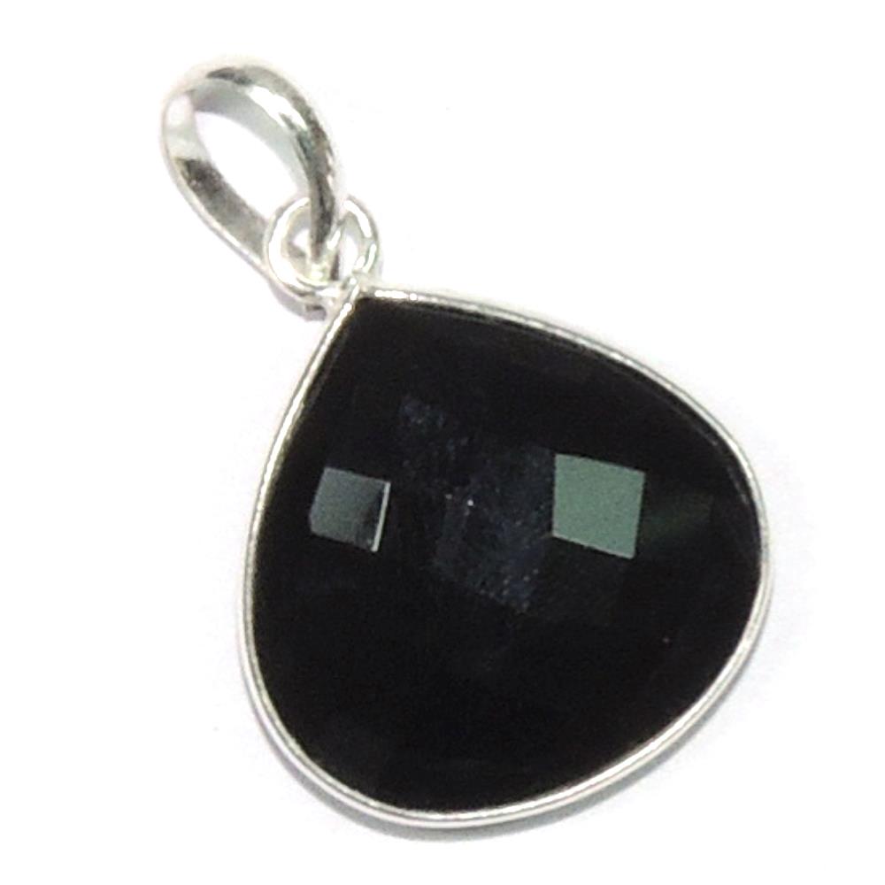 925 Sterling Silver Natural Black Onyx Gemstone Pendant/ Heart Shape Handmade Black Gemstone Pendant Jewelry For Wholesaler