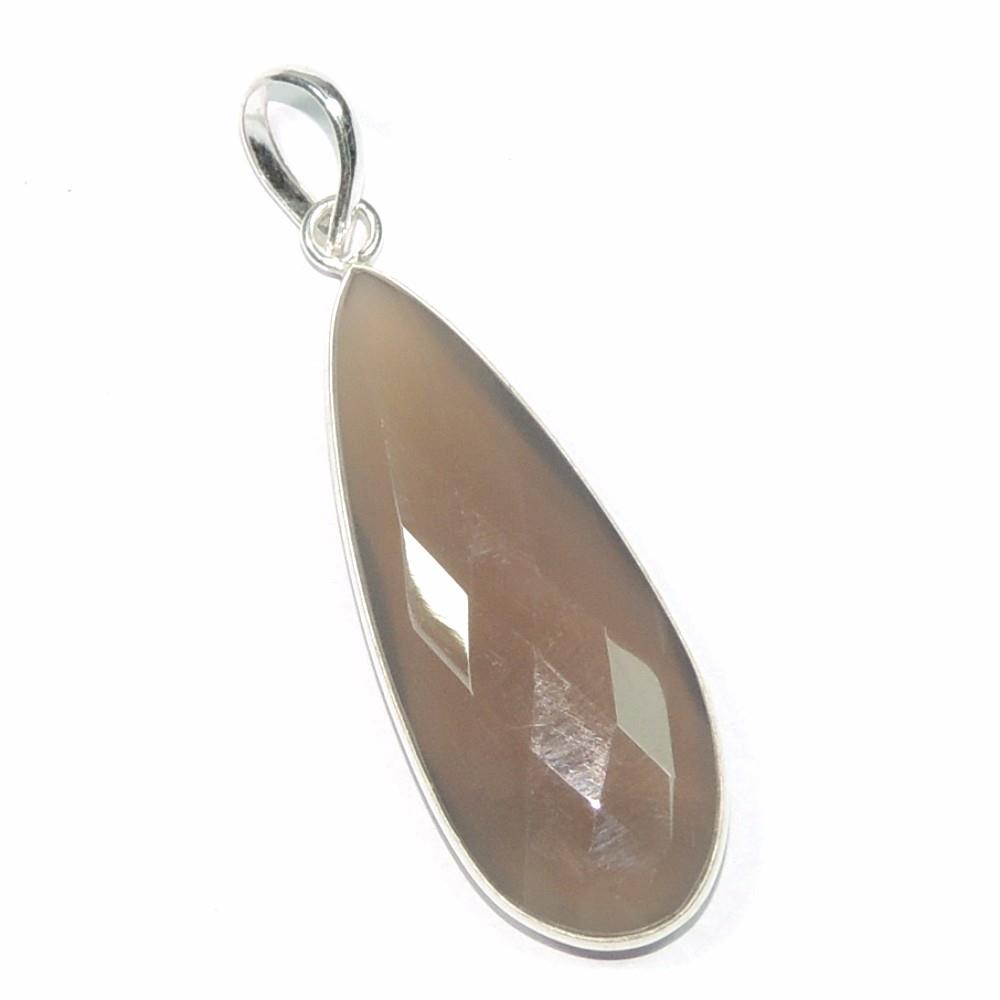 Natural Gray Chalcedony Gemstone 925 Sterling Silver Pendant/ Pear Shape Handmade Pendant Jewelry For Wholesale Suppliers