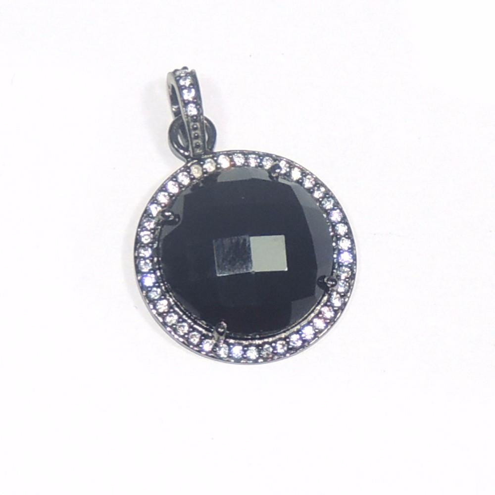 Natural Black Onyx Gemstone 925 Sterling Silver Pendant, Wholesale Prong Set Black Gemstone Pendant Jewelry for Wholesaler