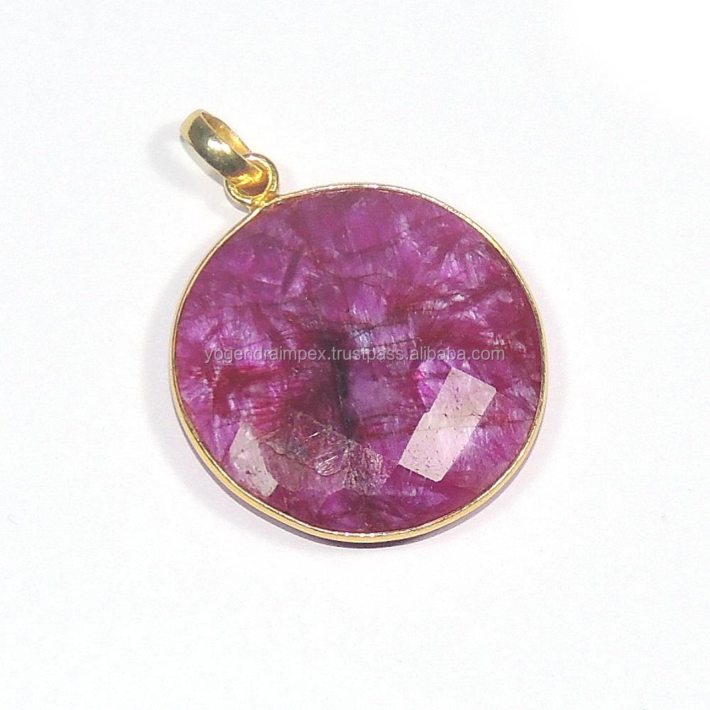 Gorgeous Dyed Ruby Gemstone 925 Sterling Silver Pendant/ Wholesale Hanging Pendant Jewelry For Suppliers & Manufacturer