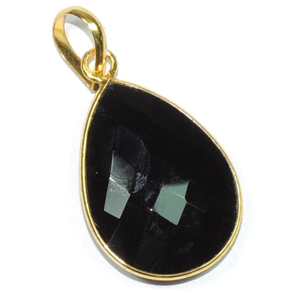 Natural Black Spinel Gemstone 925 Sterling Silver Pendant/ Pear Shape Black Gemstone Pendant Jewelry For Wholesale Suppliers