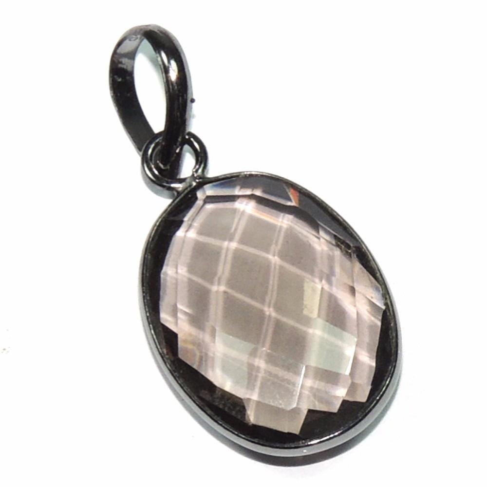Elegant Smokey Quartz Gemstone 925 Sterling Silver Pendant/ Wholesale Black Rhodium Plated Handmade Pendant Jewelry For Buyers