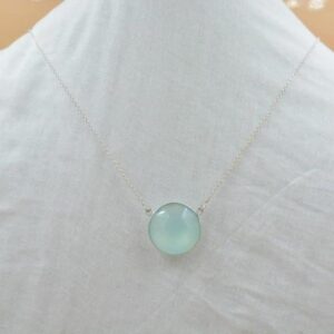 peru chalcdony Gemstone Silver Pendant round Shape 925 Sterling Silver Plated With Jewelry Buyers exclusive design pendant
