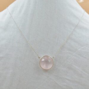 rose quartz Gemstone Silver Pendant round Shape 925 Sterling Silver silver Plated With Jewelry Buyers exclusive design necklace