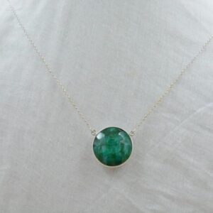 emerald Gemstone Silver Pendant round Shape 925 Sterling Silver, silver Plated With Jewelry Buyers exclusive design necklace
