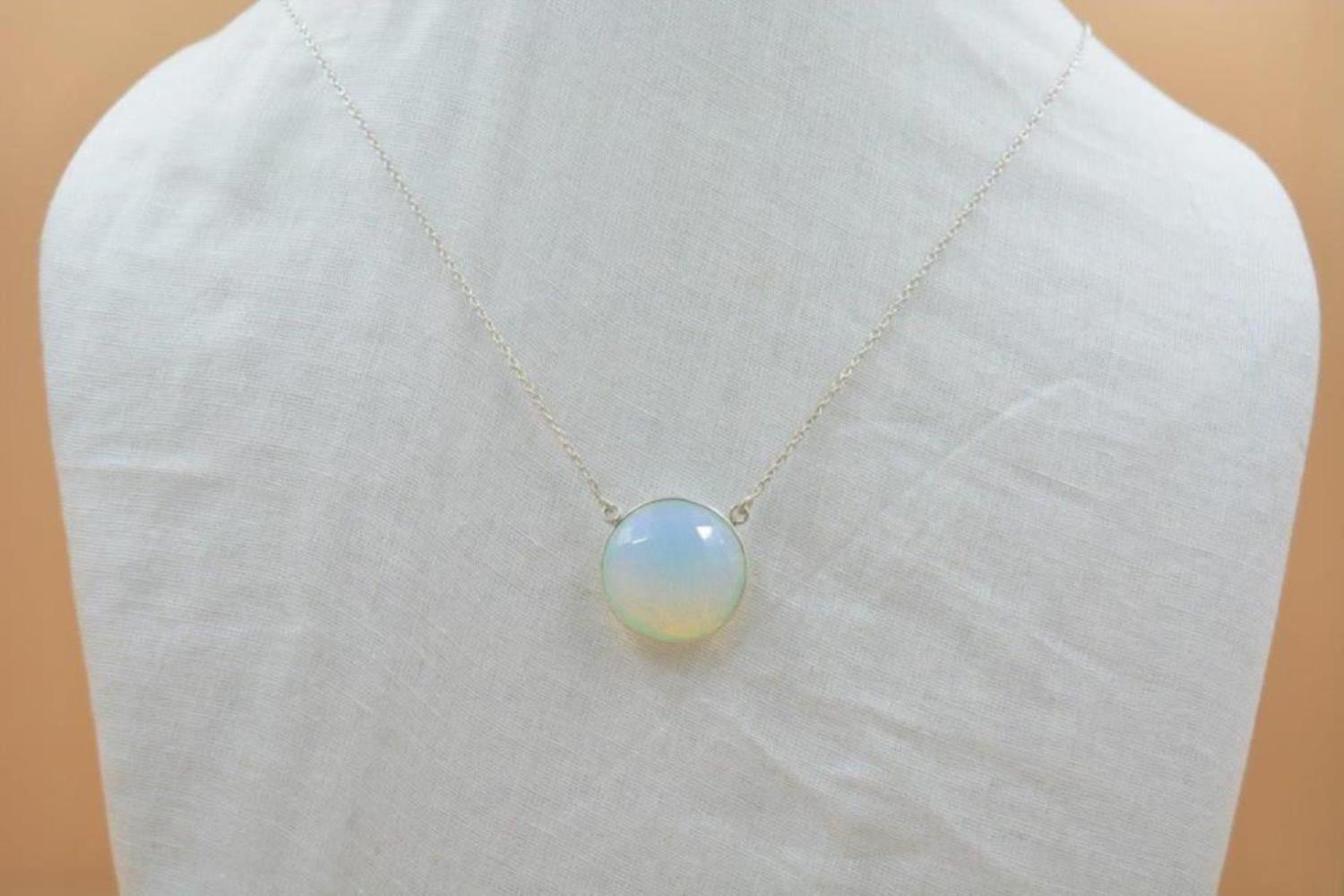 opalite Gemstone Silver necklace round Shape 925 Sterling Silver, silver Plated With Jewelry Buyers exclusive design necklace