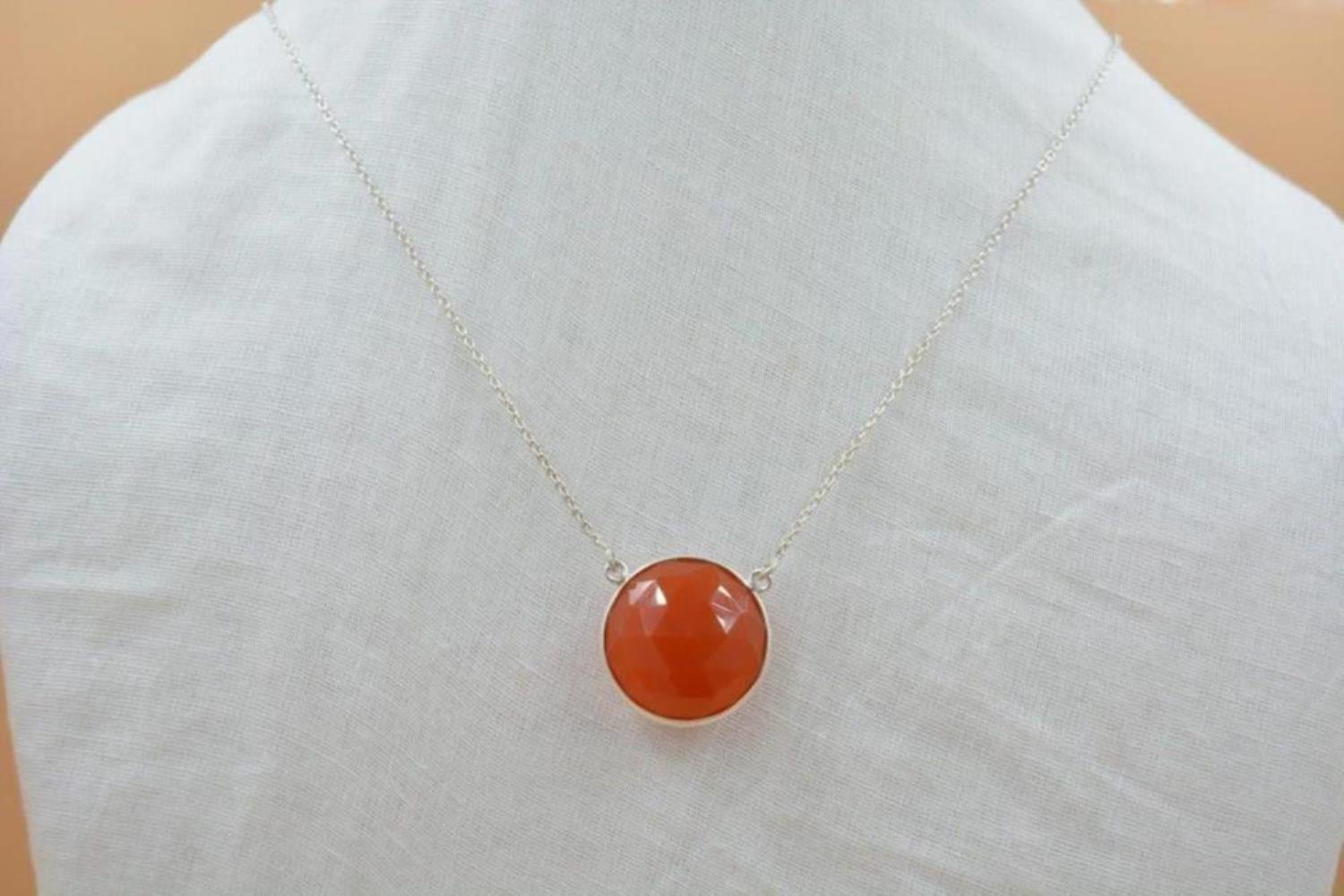 carnelian Gemstone Silver Pendant round Shape 925 Sterling Silver, silver Plated With Jewelry Buyers exclusive design pendant