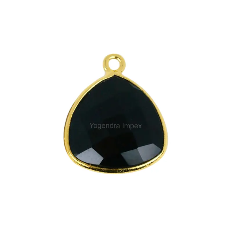 Vintage Dyed Emerald Gemstone Pendant Trillion Shape Sterling Silver, Handmade Gold Plated Bezel Pendant Jewelry For Suppliers