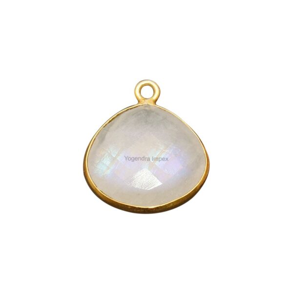 Rainbow Moonstone Pear Shape Gold Plated Over 925 Silver Bezel Pendant Necklace For Women exclusive design