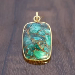 18k Gold Plated Green Amazonite Gemstone Pendant Jewelry 925 Sterling Silver Pendant Jewelry For Wholesale Suppliers