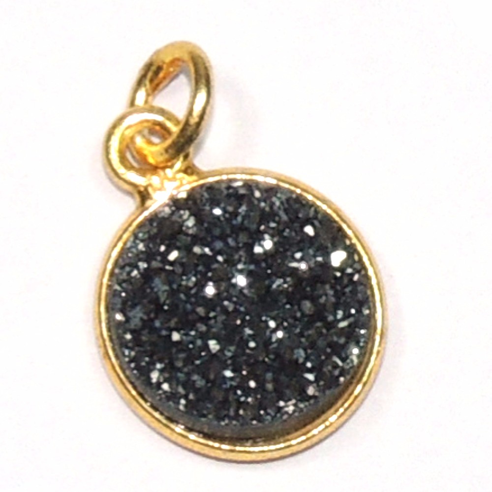 Black Druzy Round Shape 925 Sterling Silver Pendant Natural black Color Druzy Round Bezel Pendant Necklaces Wholesale jewellery