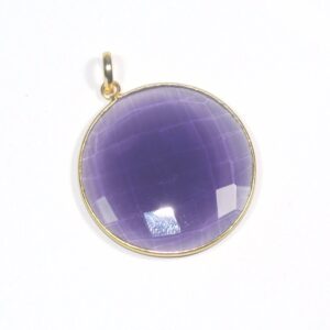 Amethyst Quartz Round Shape 925 Sterling Silver Pendant fashion natural look round shaped purple colour beautiful pendant