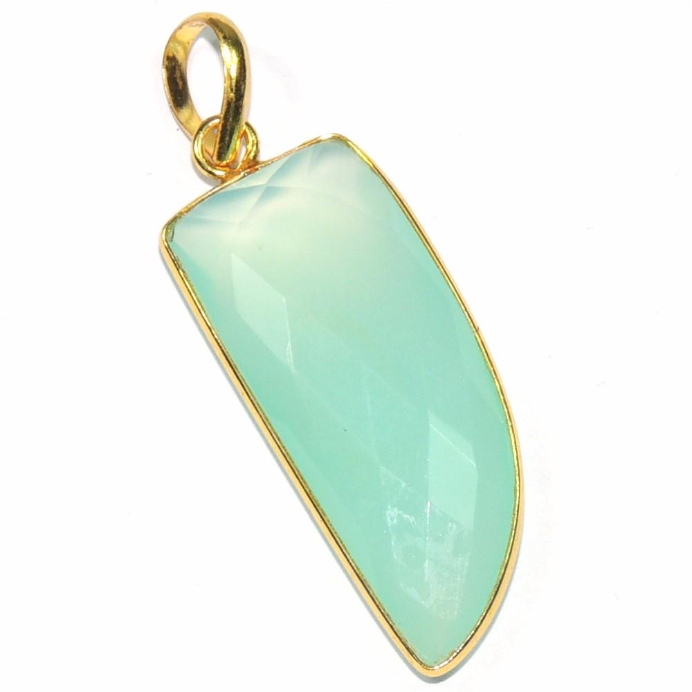 Fancy Shape Peru Chalcedony 925 Sterling Silver Pendant/ 18k Gold Plated Hanging Pendant Jewelry For Wholesale Suppliers